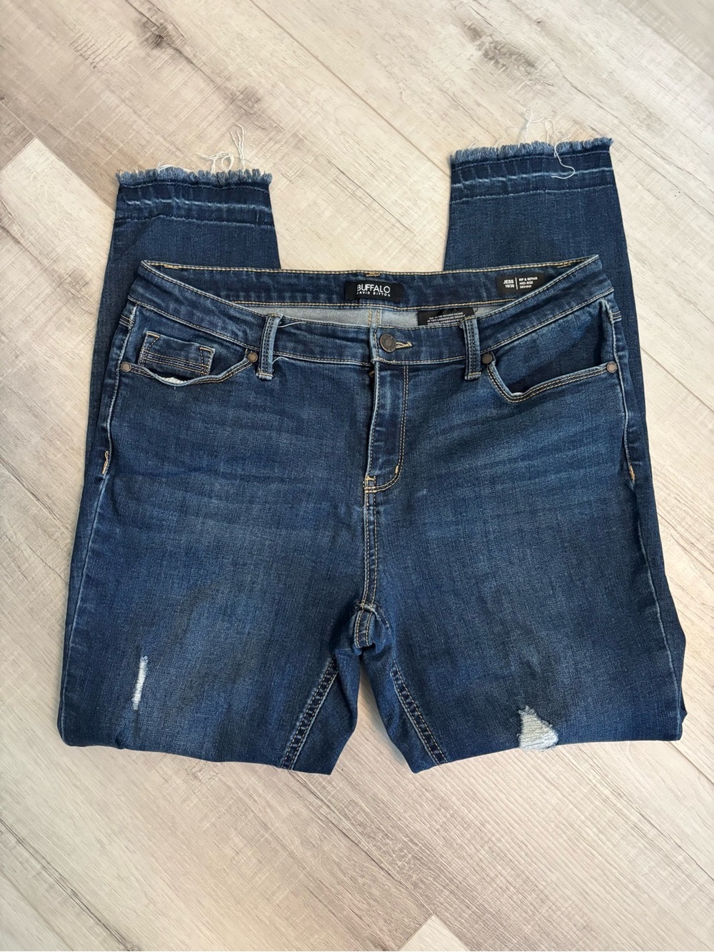 Buffalo David Bitton Jess Mid Rise Skinny Jeans Distressed Dark Wash 10/30
